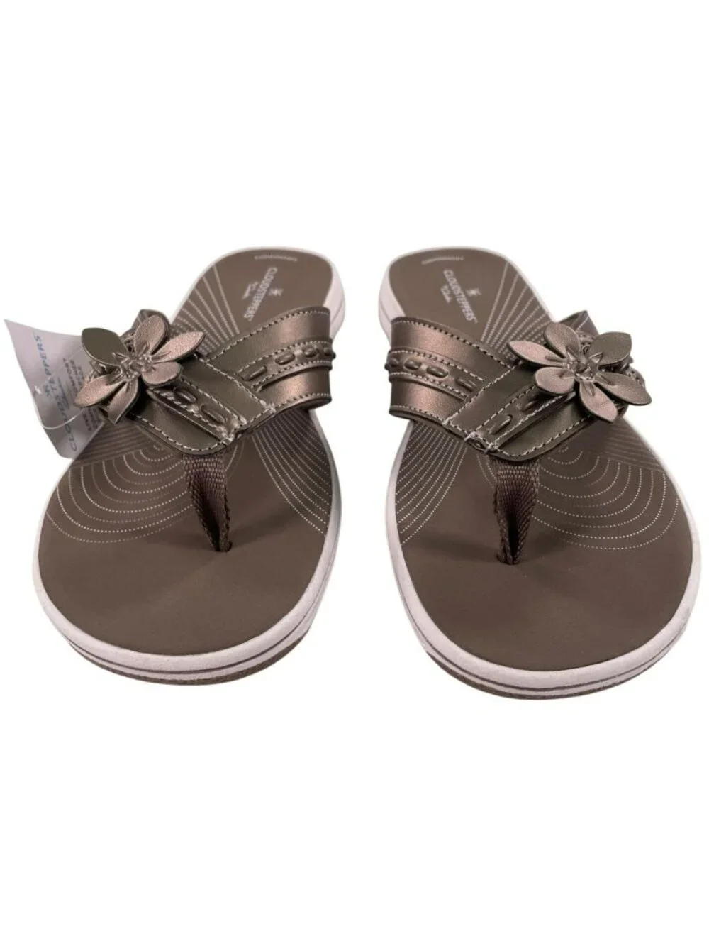 Cloudsteppers By Clarks Womens Breeze Opal Pewter Sandals Size 9 Cushion Soft Co